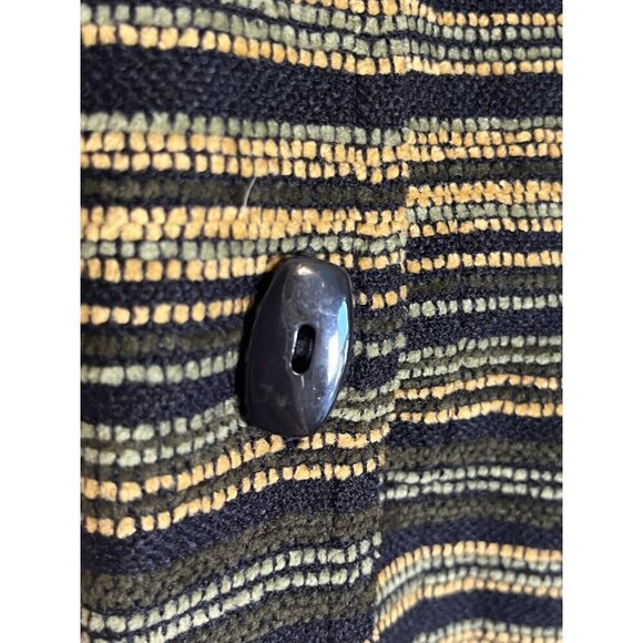 Sag Harbor Striped Jacket 10 Black Western Boho Artsy Textured Workwear Hippie - Picture 5 of 14